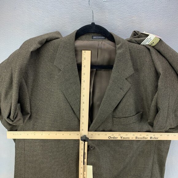 Fenzia Sport Coat Mens 44 Long Lambs Wool 3 Button Closure Blazer Checkered - Picture 10 of 16